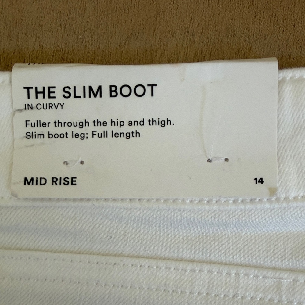 Ann Taylor The Slim Boot Curvy White Women's Jeans Size 14 Mid Rise - Picture 5 of 11